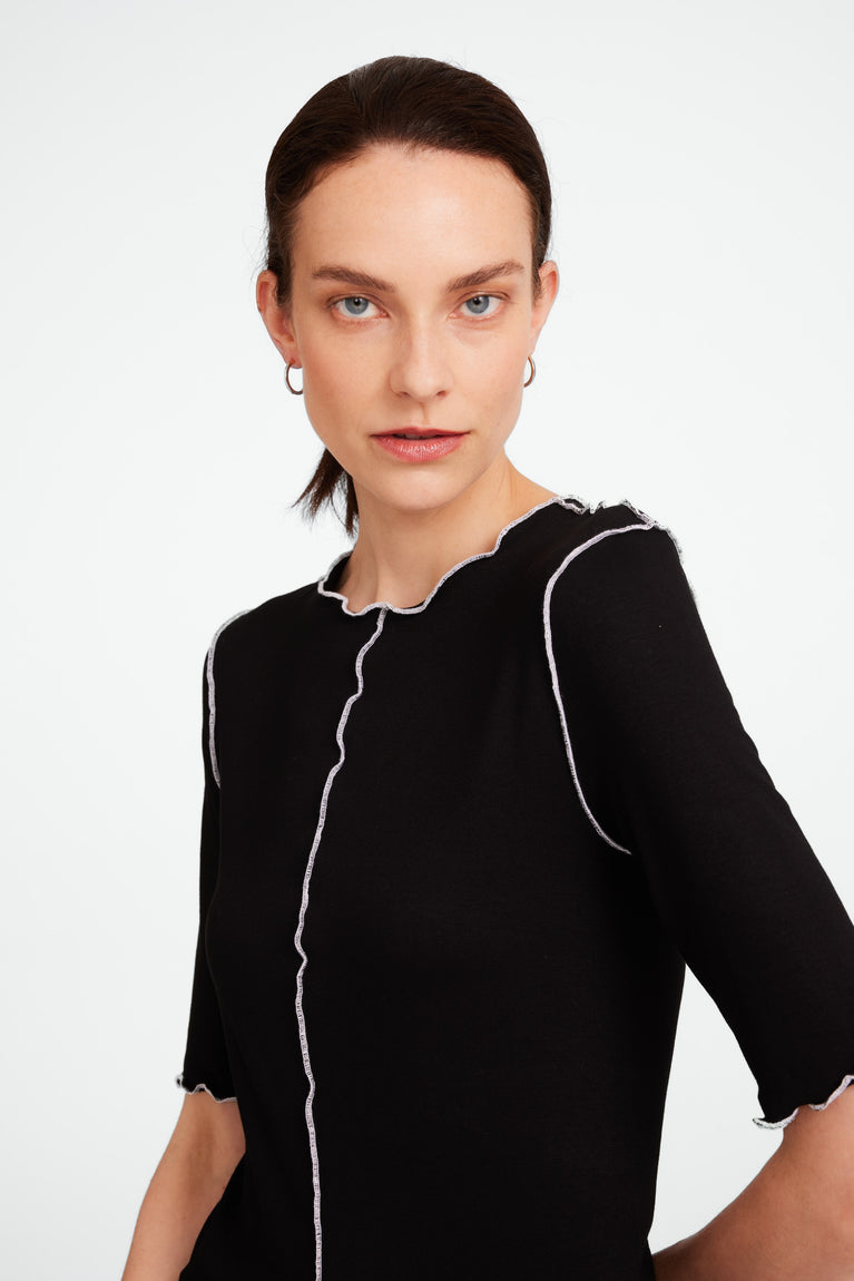 Jane Lushka Jordan Strech Viscose Top Black White