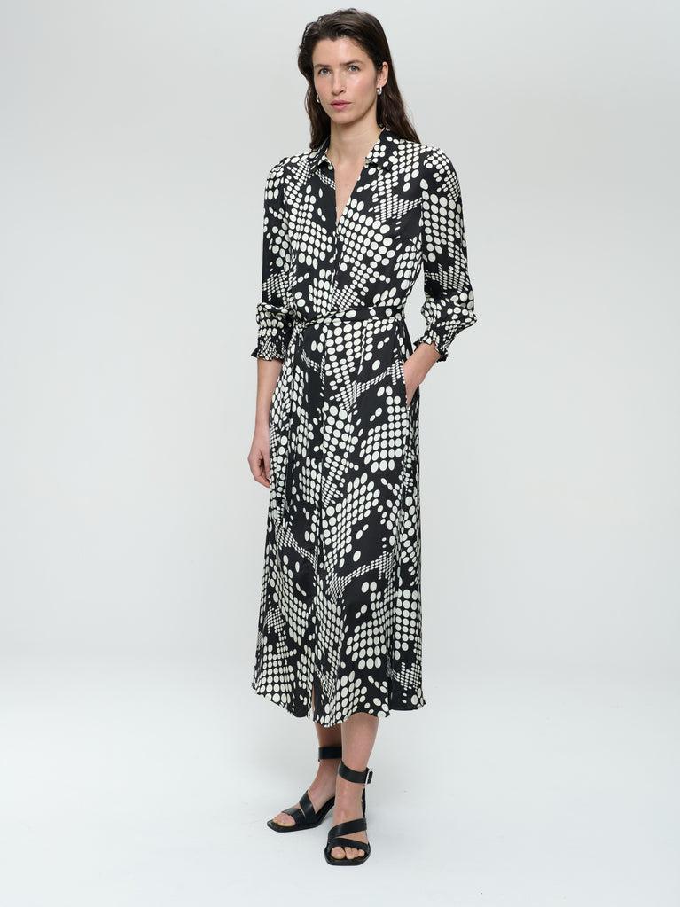 jane lushka Julia print shine viscose dress Black
