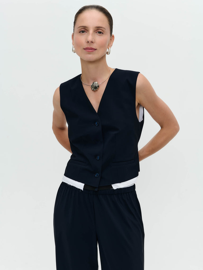 Jane Lushka Kay Strech Technical Jersey Vest Blue