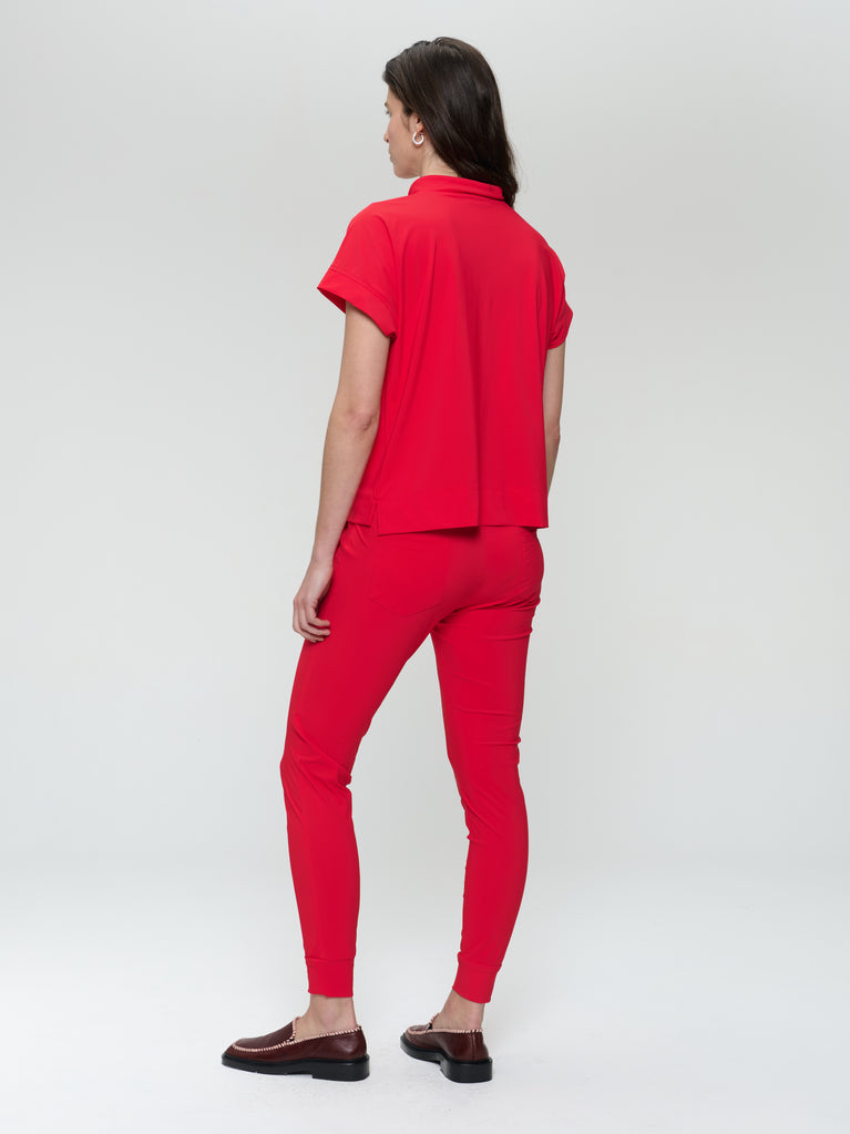Jane Lushka Lucca Strech Technical Jersey Top Red