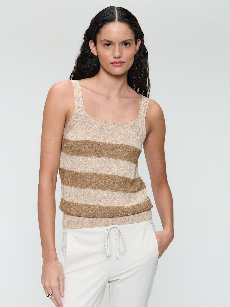 Jane Lushka Lurex Shiny Line Top 25053 Beige Gold