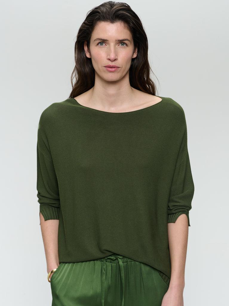 Jane Lushka M205 Seamless Cotton Pullover Verde
