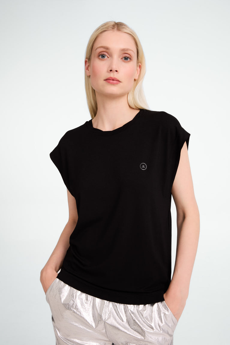 Jane Lushka Maria Strech Viscose Logo Top Black