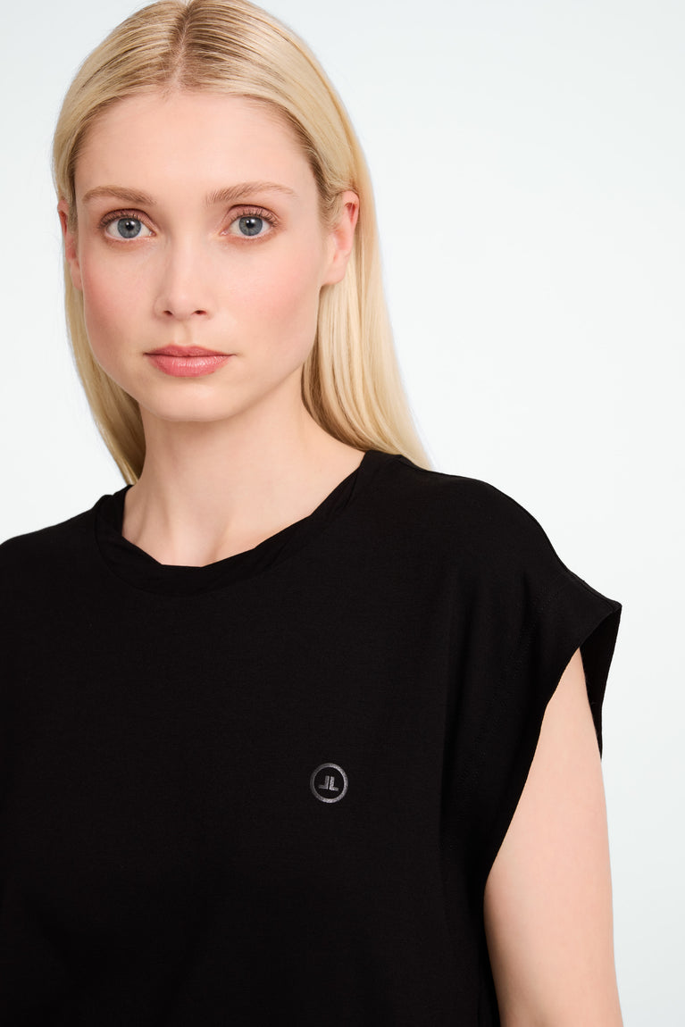 Jane Lushka Maria Strech Viscose Logo Top Black
