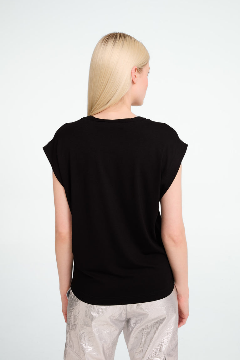 Jane Lushka Maria Strech Viscose Logo Top Black