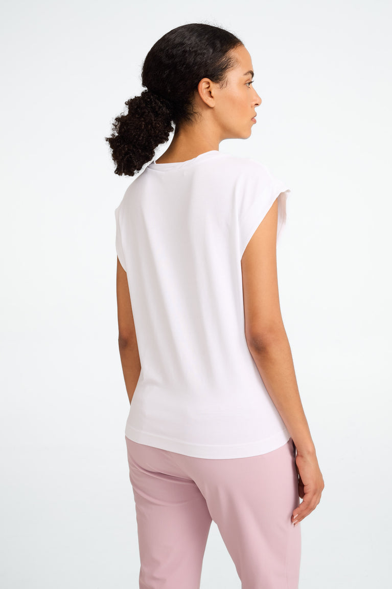 Jane Lushka Maria Strech Viscose Logo Top White