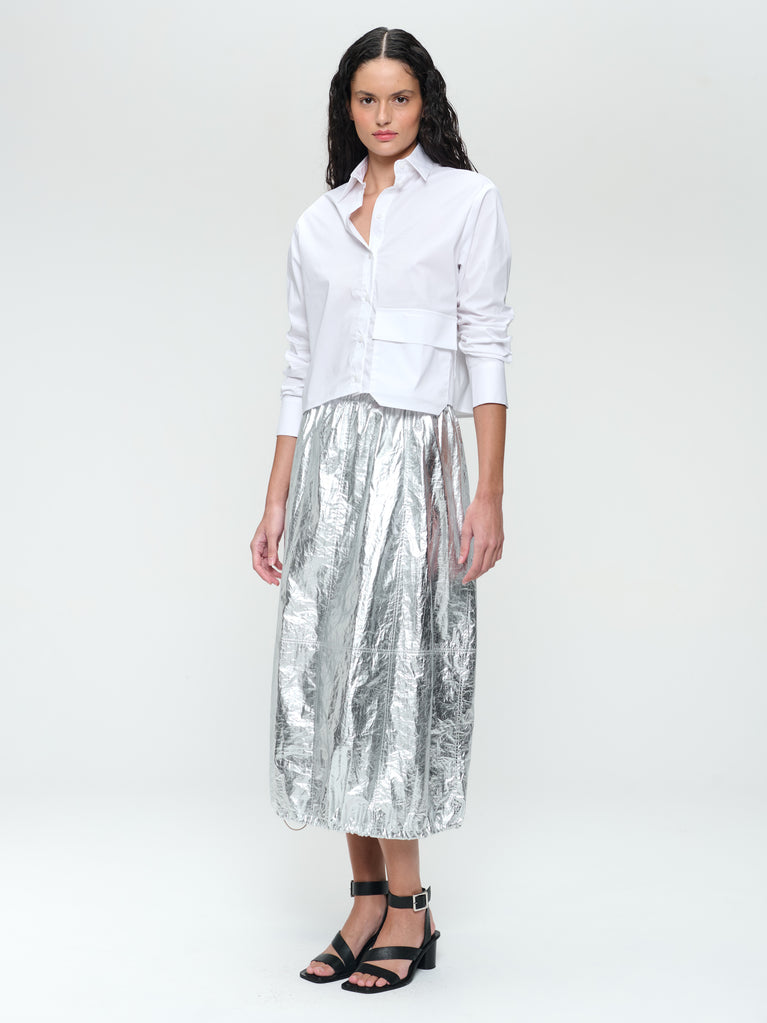 jane lushka Maud silver shine foil skirt Silver