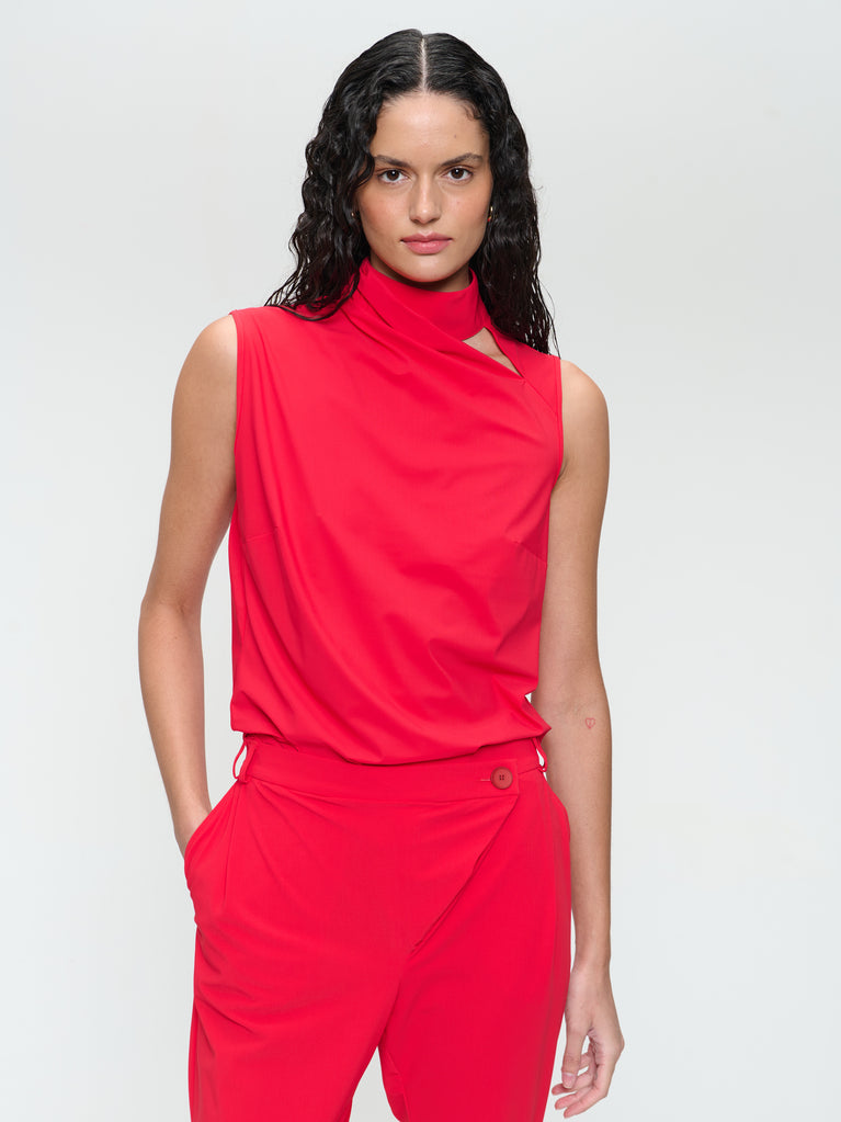 Jane Lushka Naomi Strech Technical Jersey Top Red