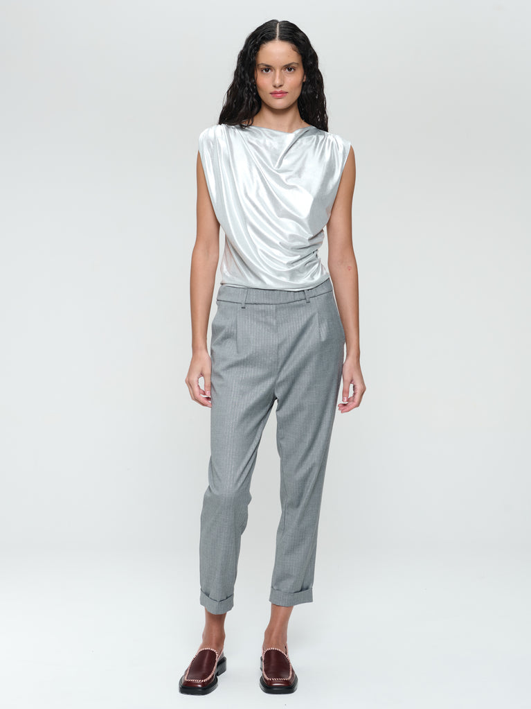 jane lushka Nelly silver shine foil top Silver