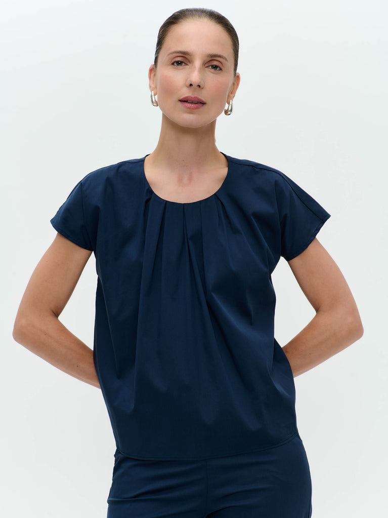 Jane Lushka Papavero Cotton Top Blue Denim