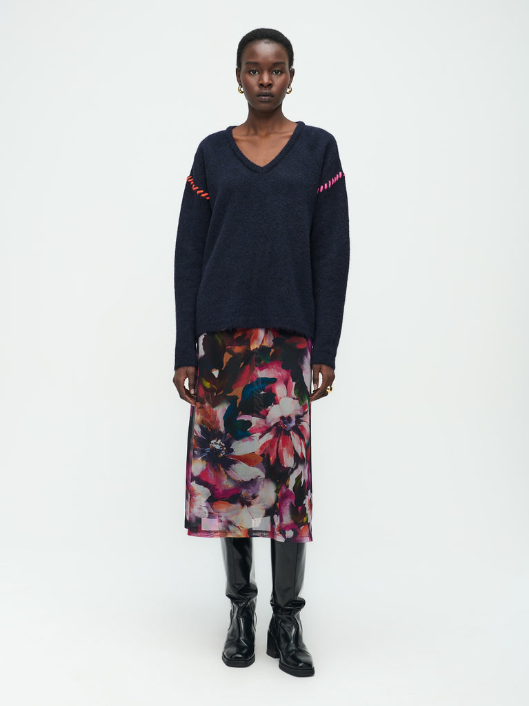 jane lushka Pullover Hand made 2202A1 Blue