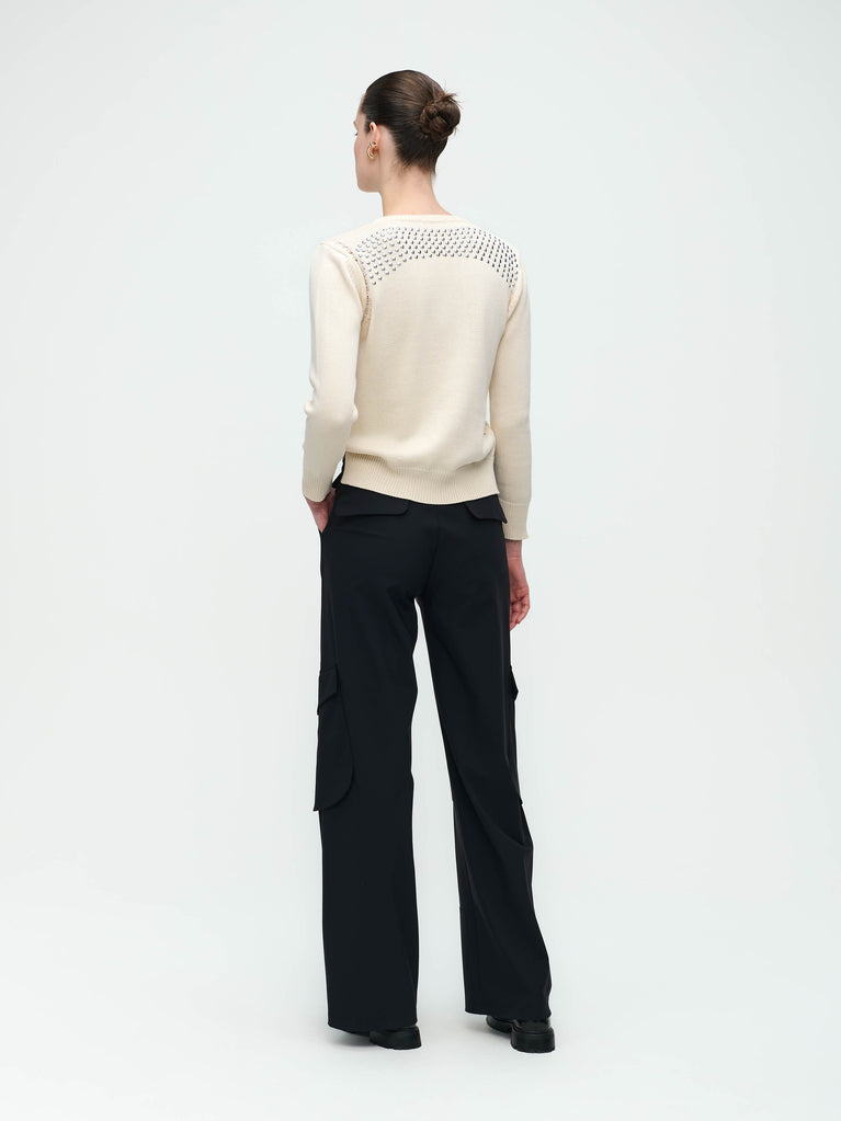 Jane Lushka Pullover Mettal Eyelets Ecru