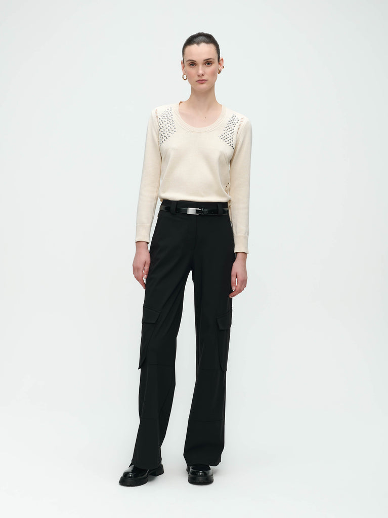 jane lushka Pullover Mettal Eyelets Ecru