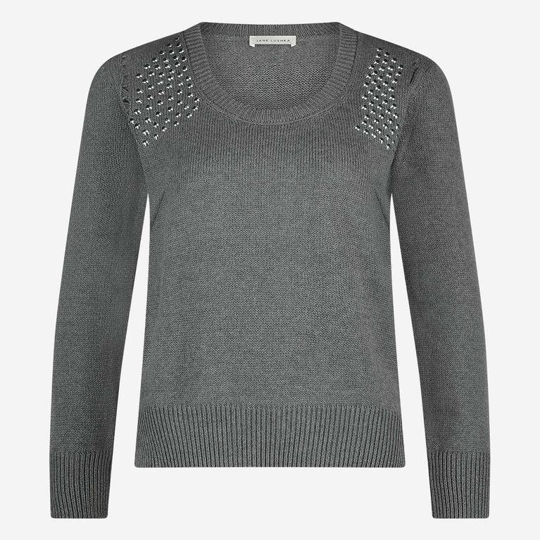 Jane Lushka Pullover Mettal Eyelets Grey