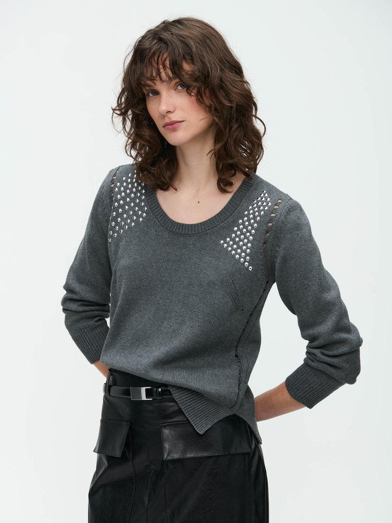 jane lushka Pullover Mettal Eyelets Grey
