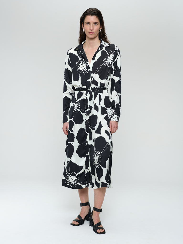 jane lushka Rio printed shiny viscose dress Black