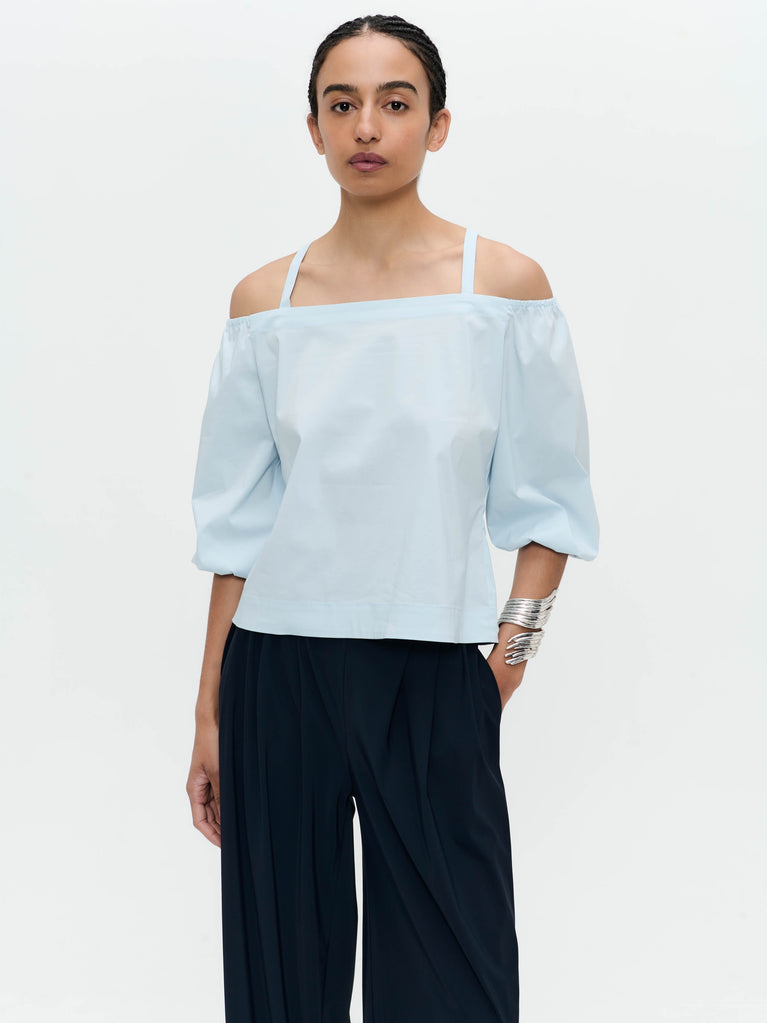 Jane Lushka Samira Cotton Mix Top Light Blue