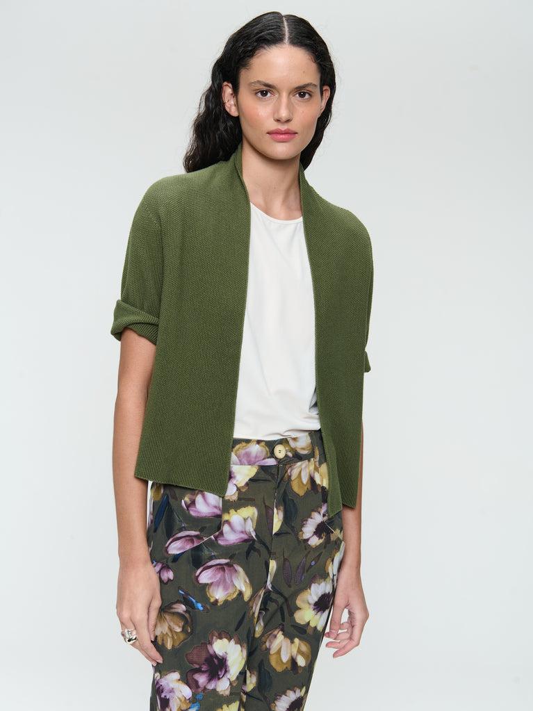 Jane Lushka Seamless Cotton Cardigan 394 Verde