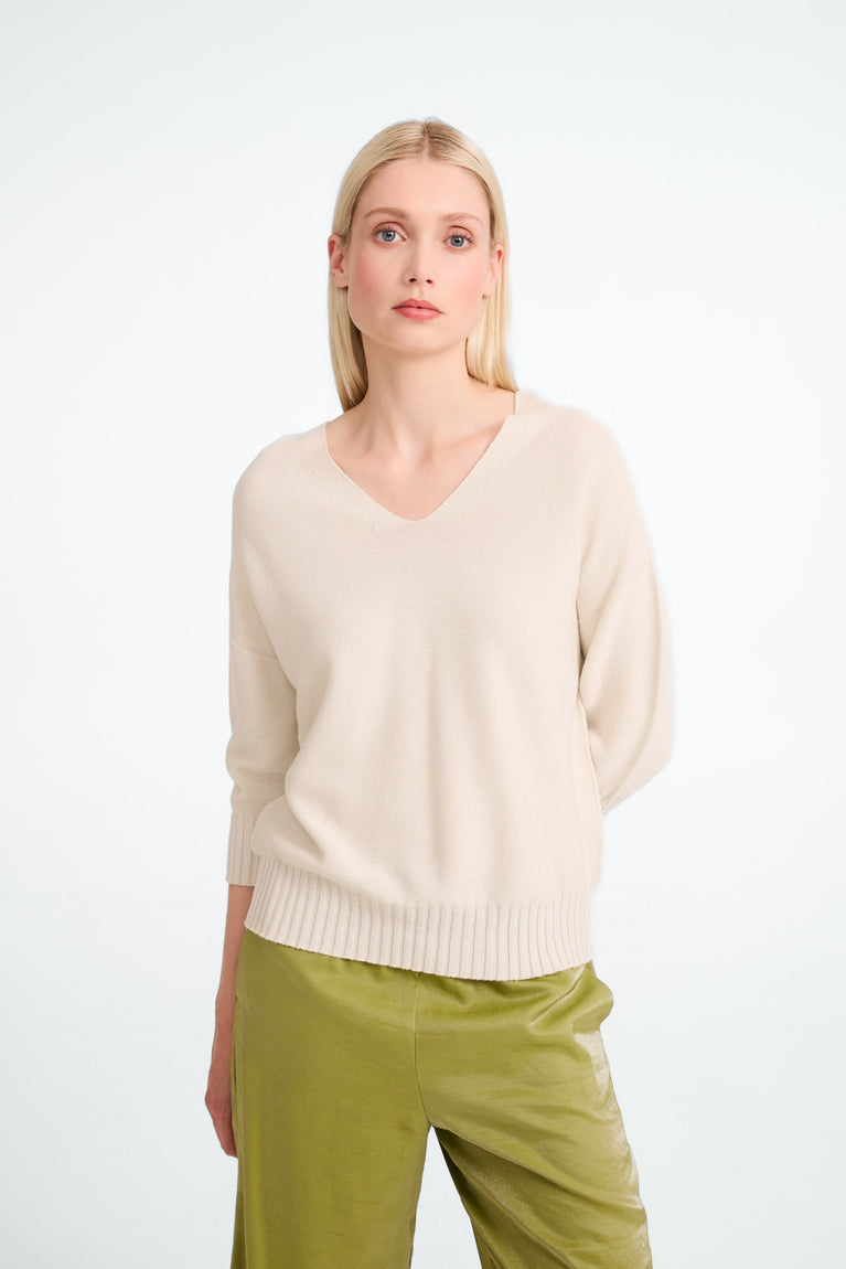 Jane Lushka Seamless Cotton Pullover 317 Ecru