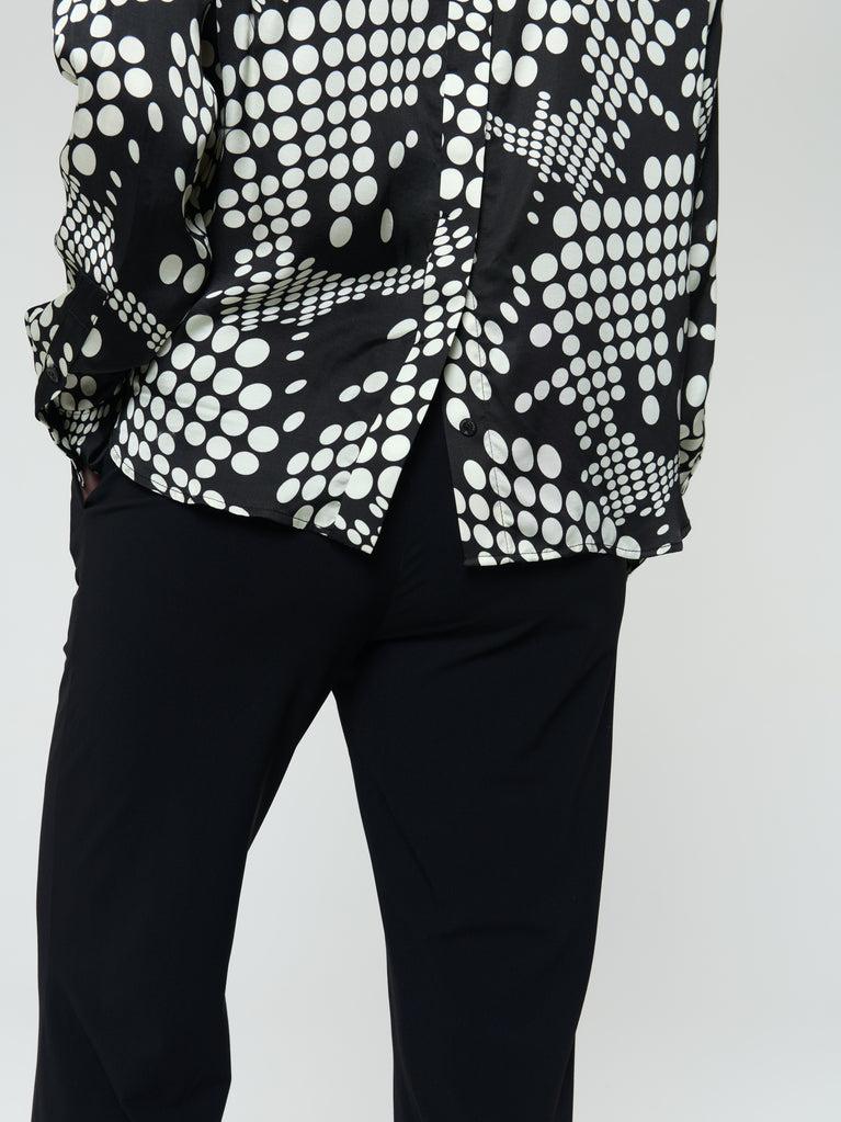 Jane Lushka Sisi Print Shine Viscose Blouse Black