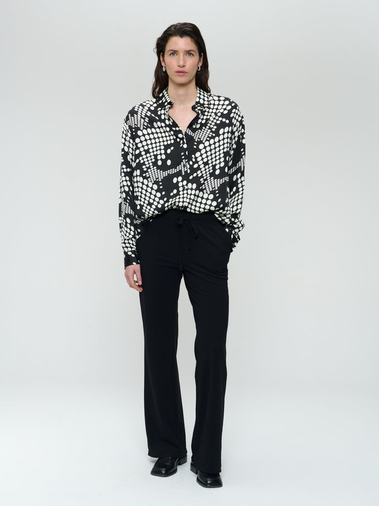 jane lushka Sisi print shine viscose blouse Black