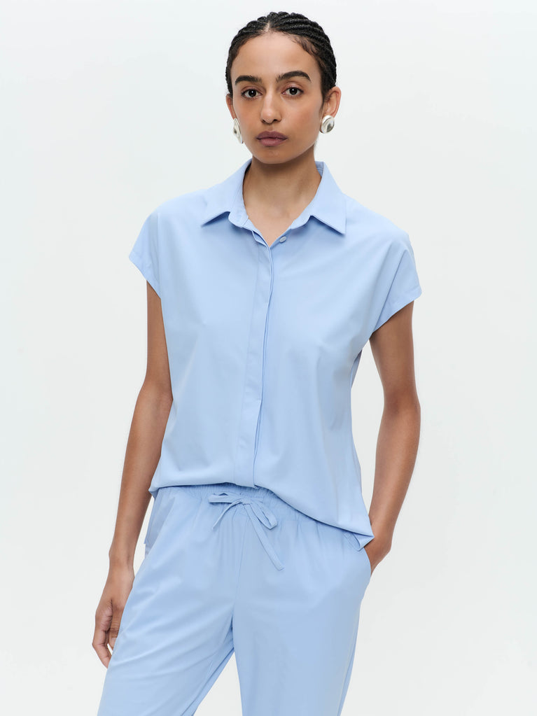 Jane Lushka Wilma Blouse Technical Jersey Mid Blue