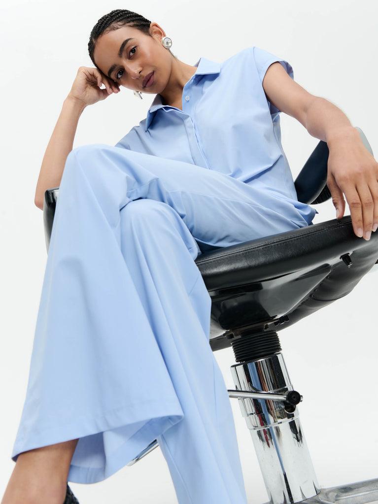 Jane Lushka Wilma Blouse Technical Jersey Mid Blue