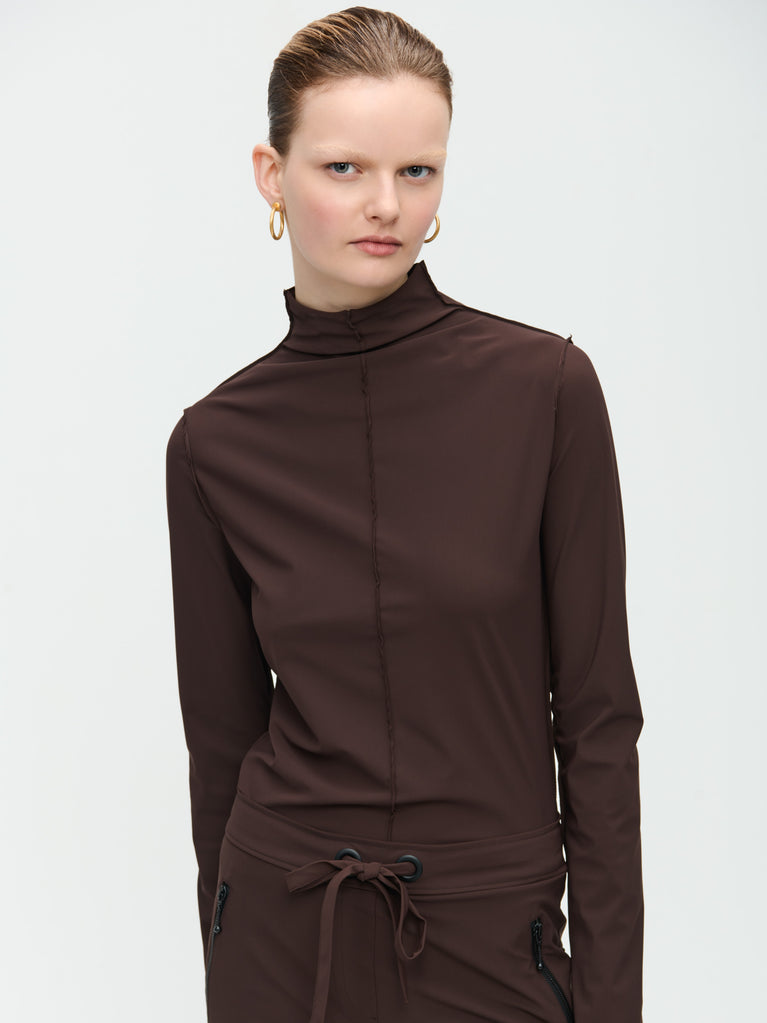 Jane Lushka Zara Top Technical Jersey Dark Brown