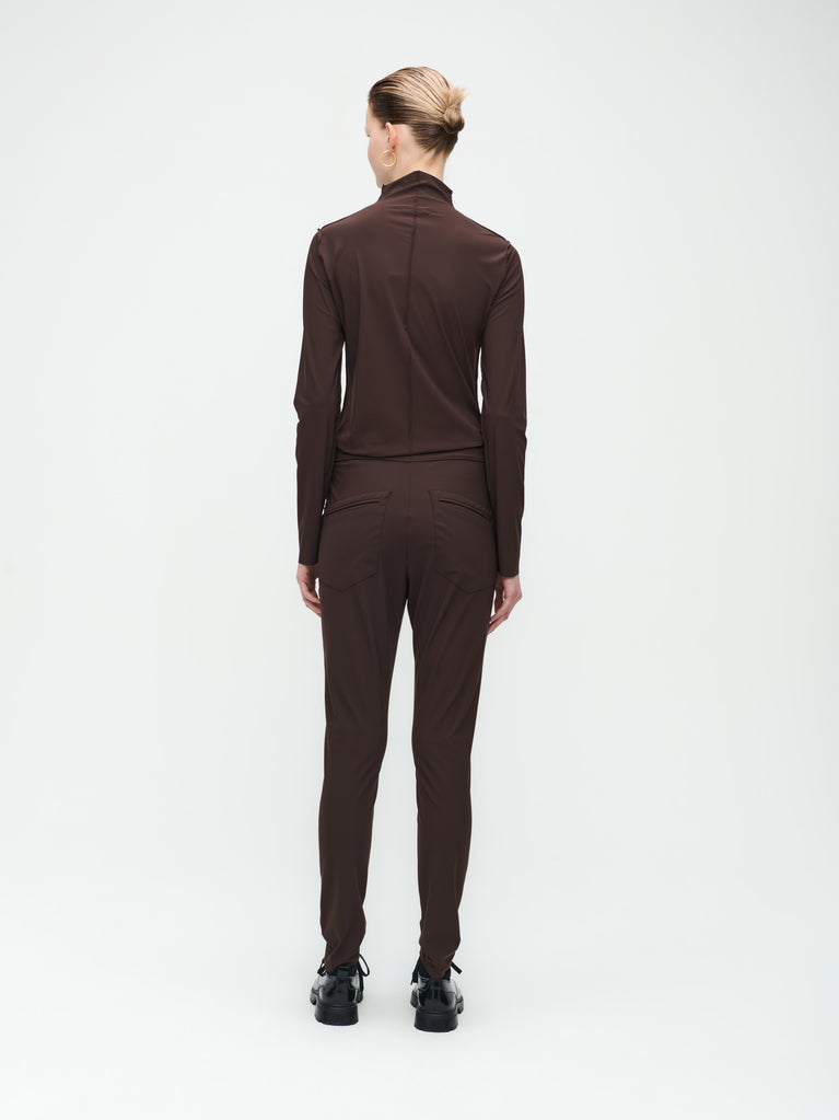 Jane Lushka Zara Top Technical Jersey Dark Brown