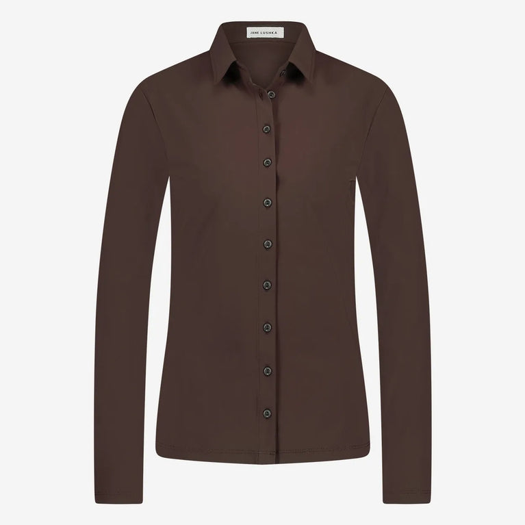 jane lushka Kikkie Blouse Technical Jersey Dark Brown