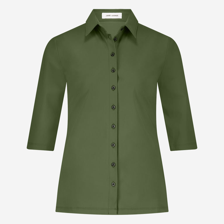 jane lushka Kikkie Blouse Technical Jersey Oliva green