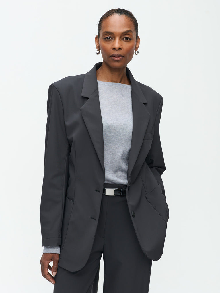 Jane Lushka Lennard Oversize Blazer Technical Jersey Dark Grey