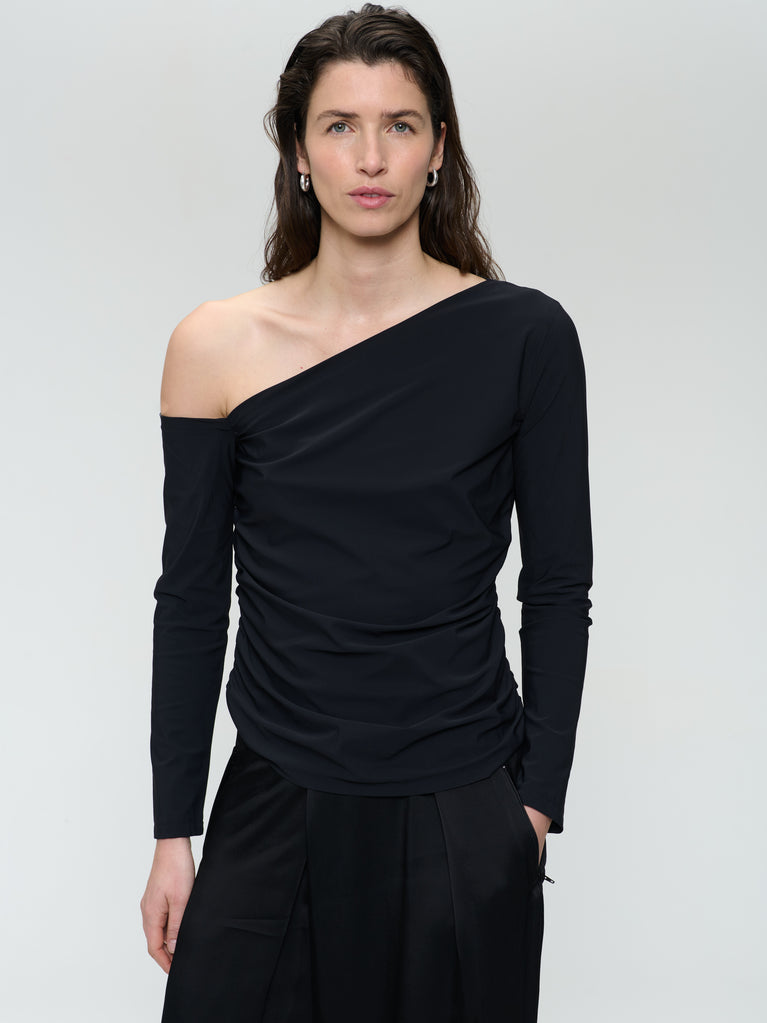 Jane Lushka Lidia Strech Technical Jersey Top Black