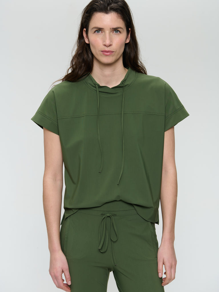 Jane Lushka Lucca Strech Technical Jersey Top Oliva Green