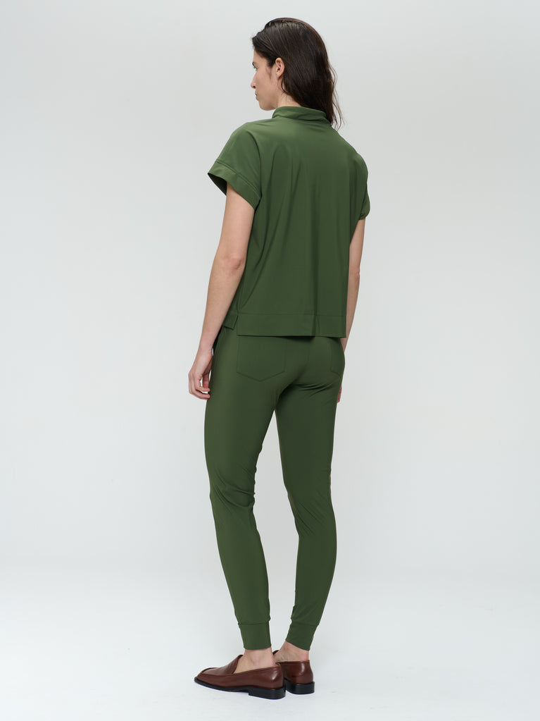 Jane Lushka Lucca Strech Technical Jersey Top Oliva Green