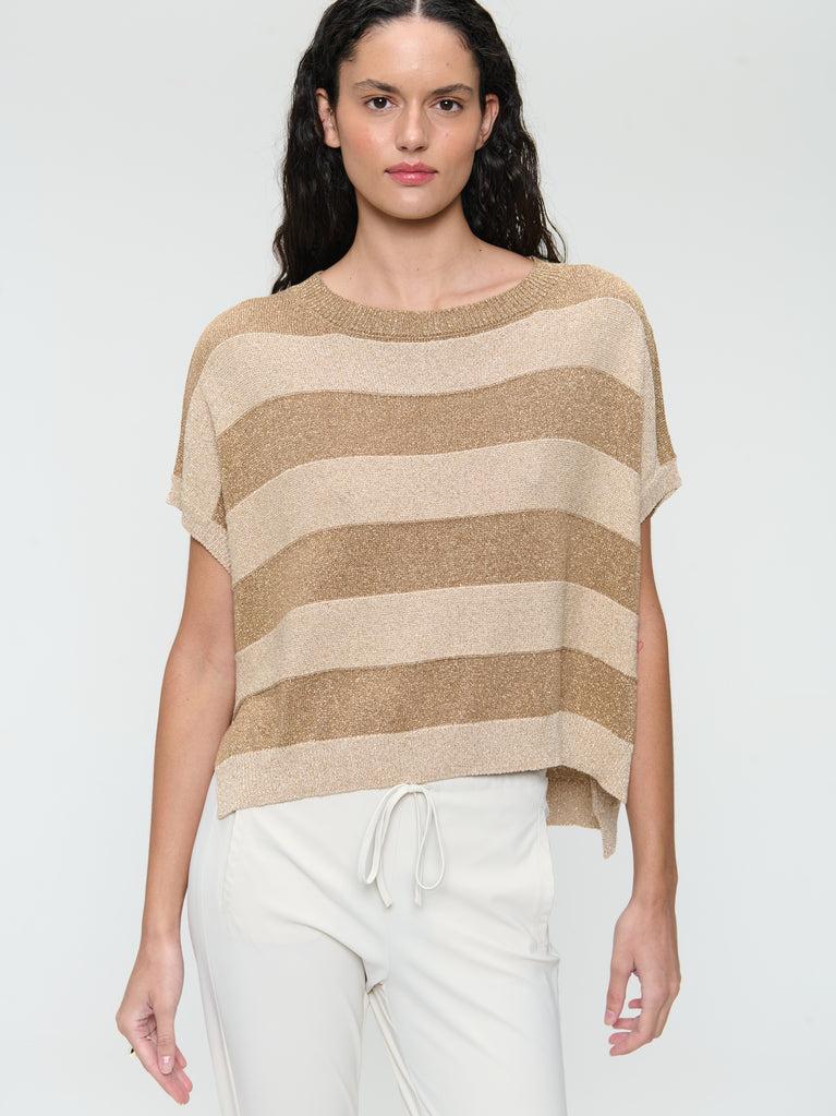 Jane Lushka Lurex Shiny Line Loose Top 25052 Beige Gold