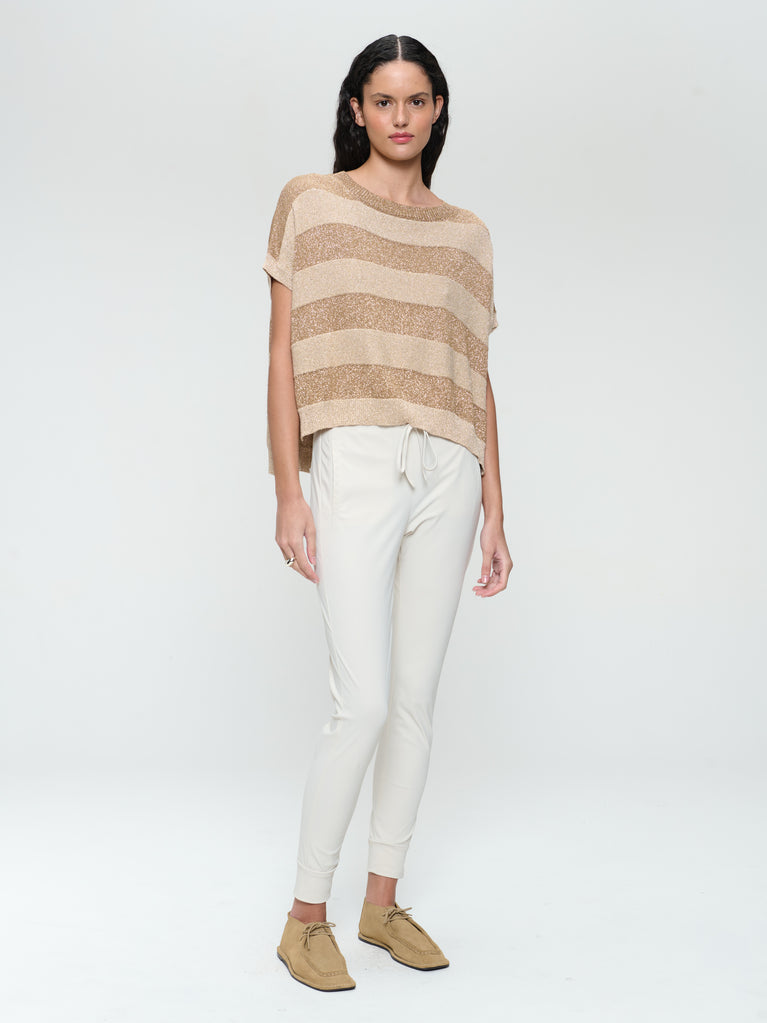 jane lushka Lurex shiny line loose top 25052 Beige Gold