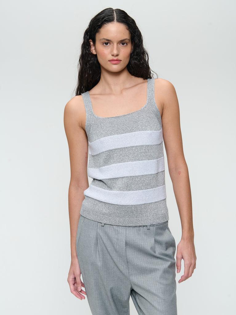 Jane Lushka Lurex Shiny Line Top 25053 Silver Shiny