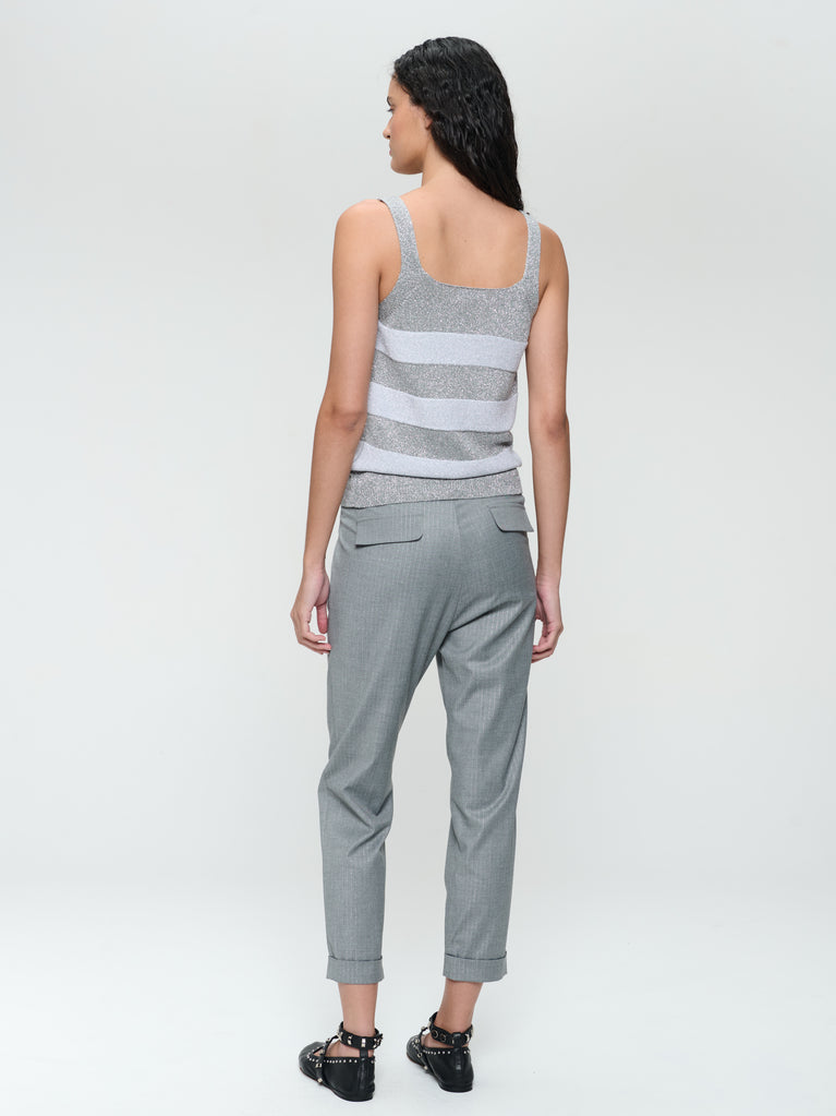 Jane Lushka Lurex Shiny Line Top 25053 Silver Shiny