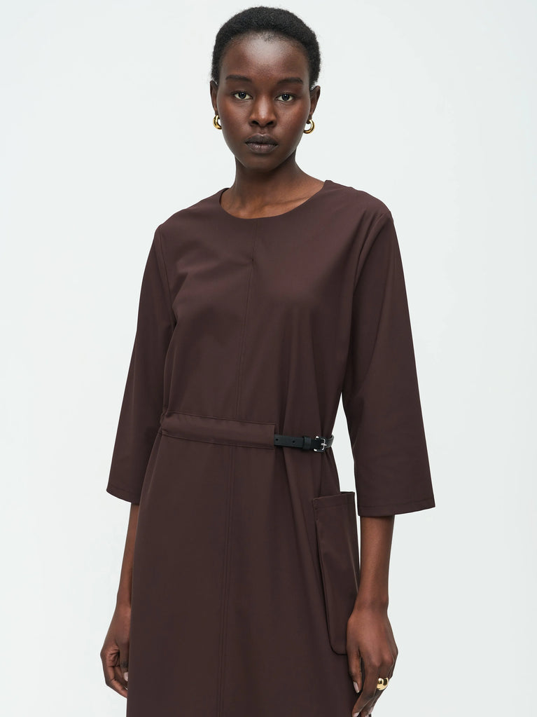Jane Lushka Marlou Dress Technical Jersey Dark Brown