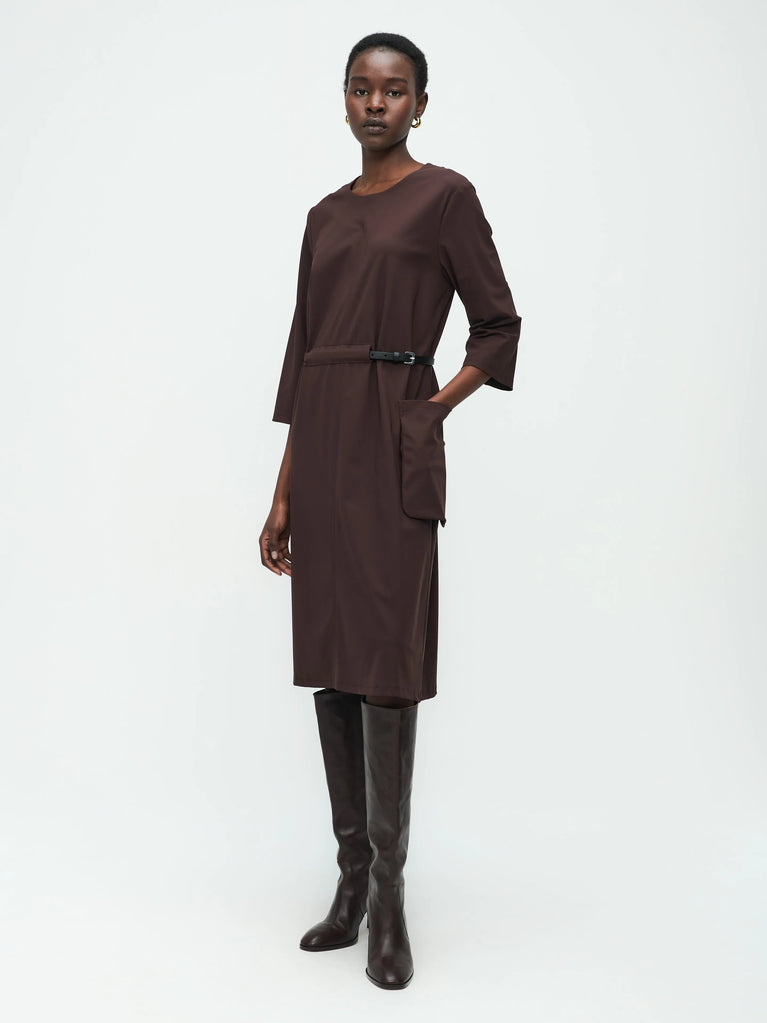 jane lushka Marlou Dress Technical Jersey Dark Brown