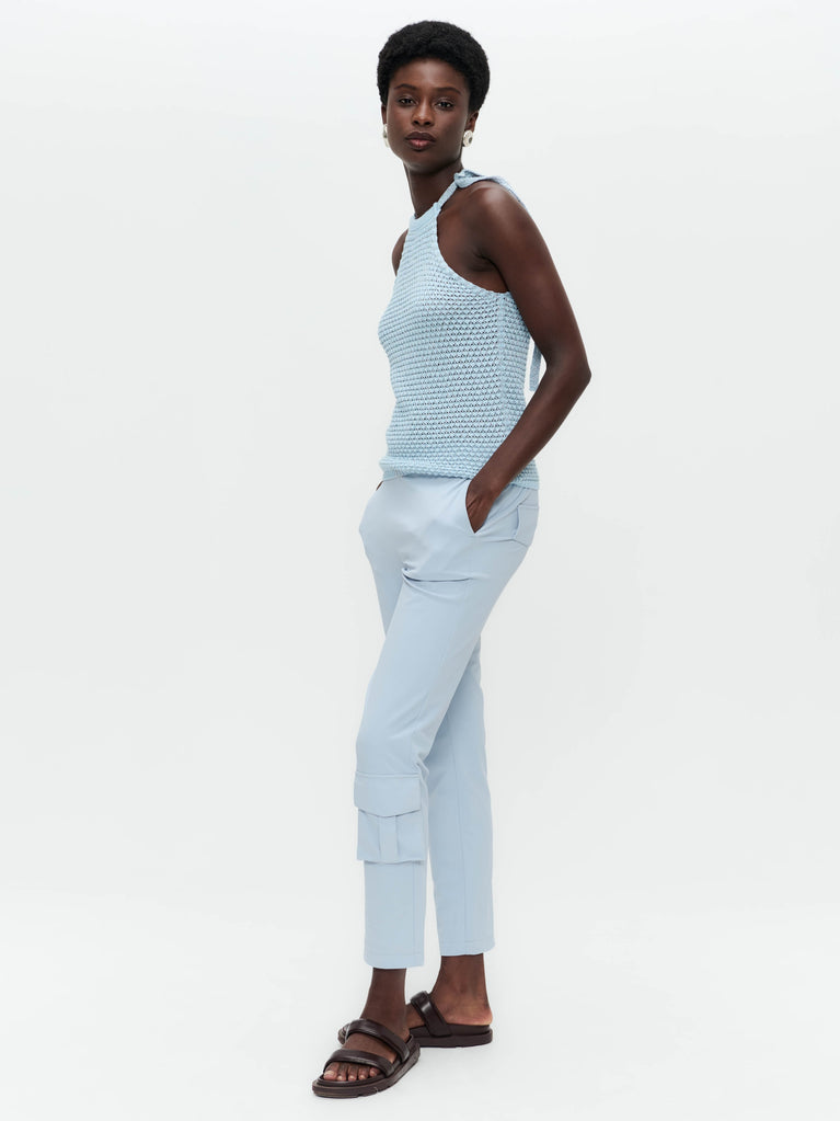 Jane Lushka Open Shoulders Cotton Viscose Top 9042 Light Blue