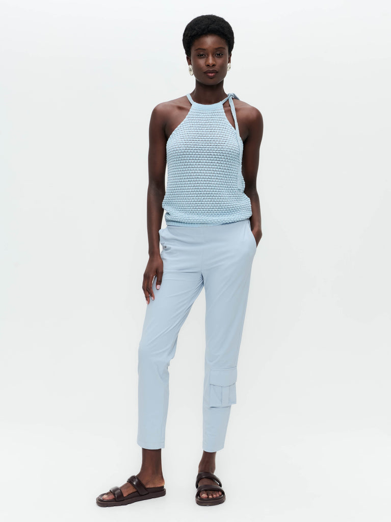 jane lushka Open shoulders cotton viscose top 9042 Light Blue