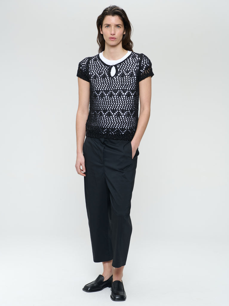 Jane Lushka Openwork Knit Top With Sequins 9041 Black