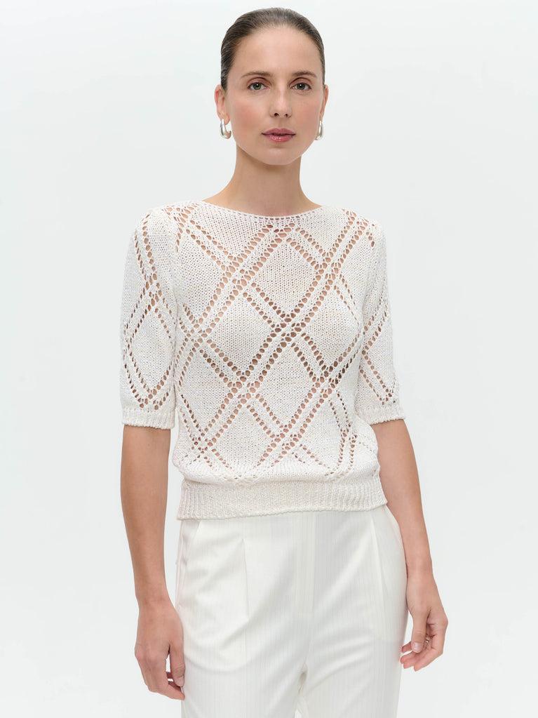 Jane Lushka Openwork Top With Sequins 9040 Off White
