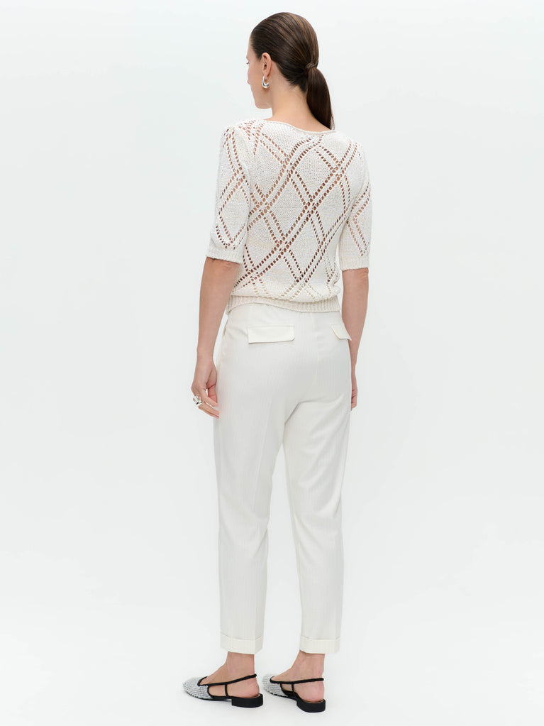 Jane Lushka Openwork Top With Sequins 9040 Off White