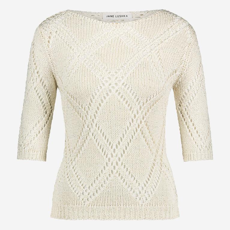 Jane Lushka Openwork Top With Sequins 9040 Off White