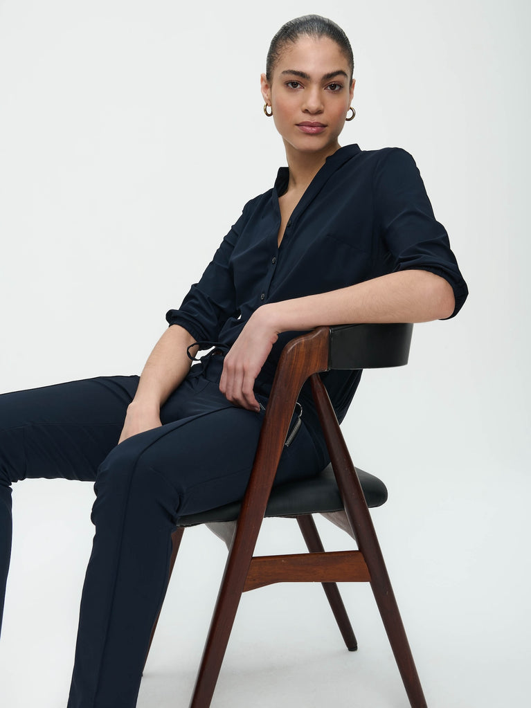 Jane Lushka Pants Emma-straight Leg Fit Technical Jersey Blue