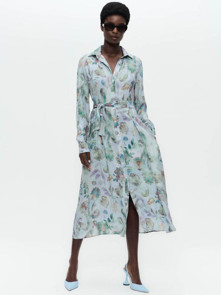 jane lushka Rio print rayon viscose dress Multi Blue