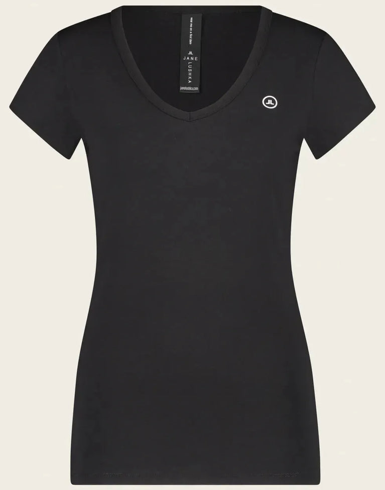 Jane Lushka T Shirt V Neck Easy Wear Organic Cotton Black